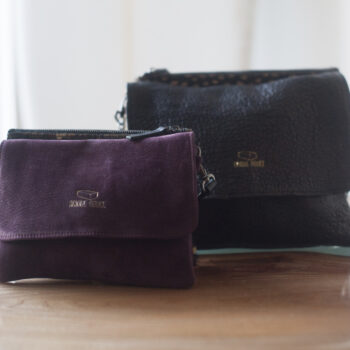 Large lamb skin pouch and purple pouch